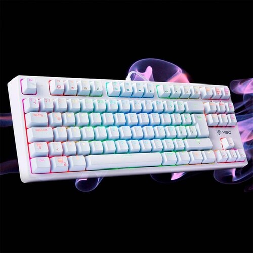 Teclado Gamer Mecanico VSG Alnitak switch Azul RGB Blanco VG-KM982-WHT-BLU 