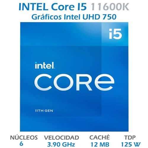 Procesador INTEL Core I5 11600K 4.9 GHz 6 Core 1200 BX8070811600K 