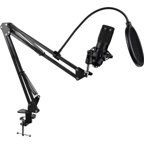 Microfono Gamer BALAM RUSH STELAR MC970 Streaming Filtro Anti POP Soporte 