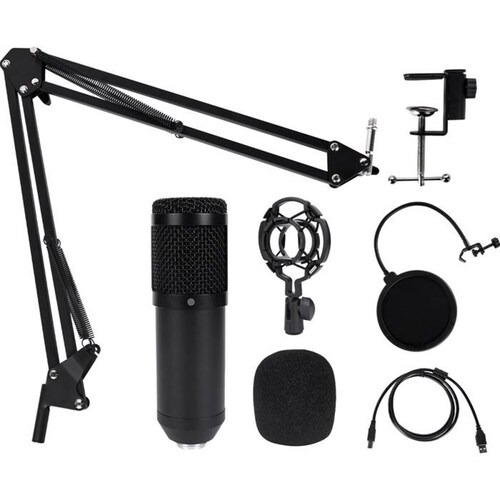 Microfono Gamer BALAM RUSH STELAR MC970 Streaming Filtro Anti POP Soporte 