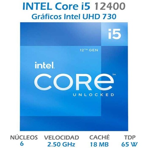 Procesador INTEL Core I5 12400 2.5 GHz 6 Core LGA 1700 BX8071512400 