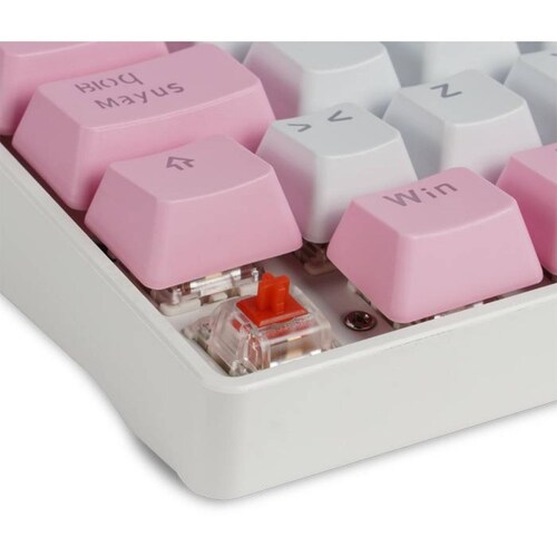 Teclado Gamer Mecanico GAME FACTOR KBG560 Switch Rojo RGB USB Blanco KBG560-WH-RD 