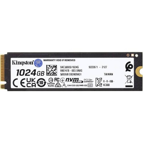 Unidad de Estado Solido SSD M.2 1TB KINGSTON KC3000 NVMe PCIe 4.0 7000/6000 MB/s SKC3000S/1024G 