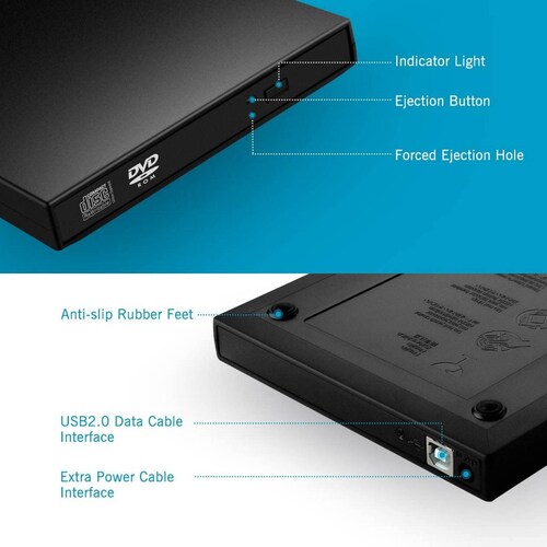 Quemador DVD CD Externo VICTSING Portatil Win MAC USB 3.0 