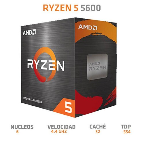 Procesador AMD RYZEN 5 5600 4.4 GHz 6 Core AM4 100-100000927BOX 