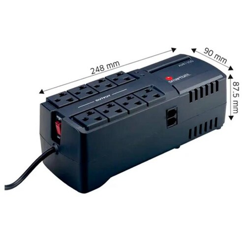 Regulador De Voltaje SMARTBITT Supresor de Picos 8 Contactos SBAVR1350 
