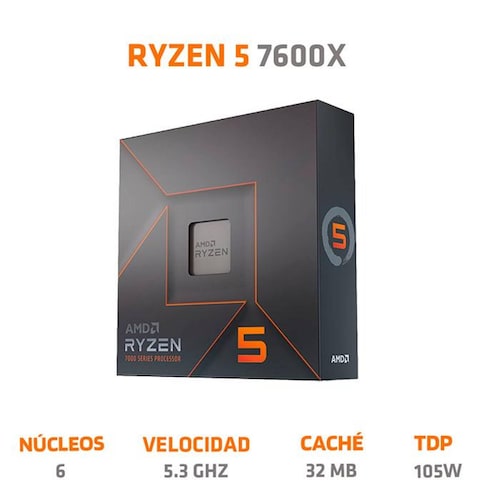 Procesador AMD RYZEN 5 7600x 5.3 GHZ 6 Core AM5 100-100000593WOF 