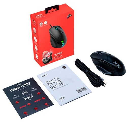 Mouse Gamer XPG ALPHA Wired Gaming RGB 16000 DPI USB C ALPHA-BKCWW 