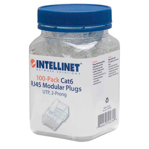 Conector INTELLINET RJ45 CAT 6 Bote con 100 Piezas 502344 