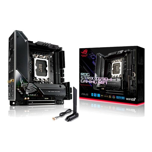 Tarjeta Madre ASUS ROG STRIX Z690-I GAMING WIFI LGA 1700 2x DDR5 2x M.2 PCIe 4.0 USB-C WIFI 6E BT 5.2 Mini ITX 