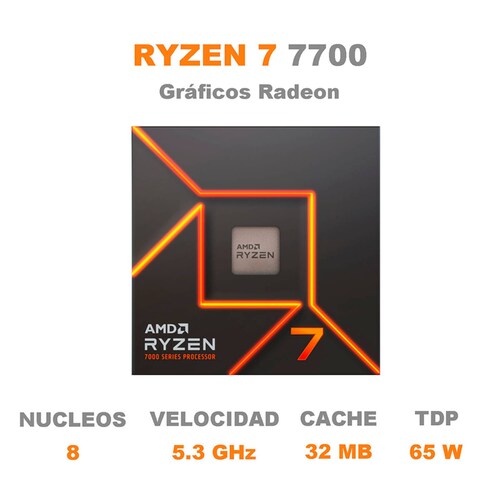 Procesador AMD RYZEN 7 7700 5.3 GHZ 8 Core AM5 100-100000592BOX 