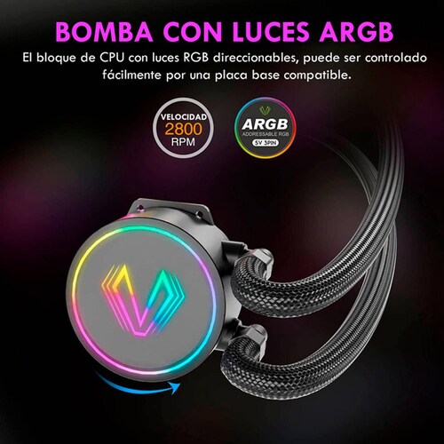 Enfriamiento Liquido VETROO V360 ARGB Intel LGA 1700 Amd AM5 360mm Negro VT-AIO-V360-BK 