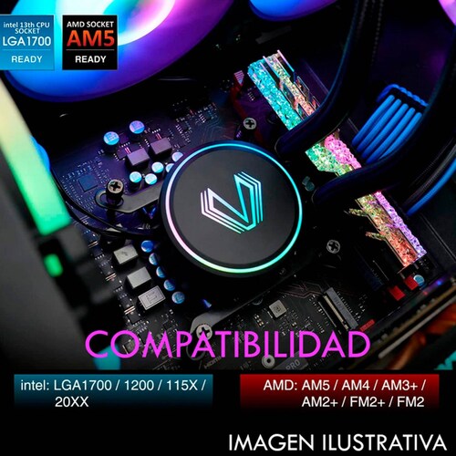 Enfriamiento Liquido VETROO V360 ARGB Intel LGA 1700 Amd AM5 360mm Negro VT-AIO-V360-BK 