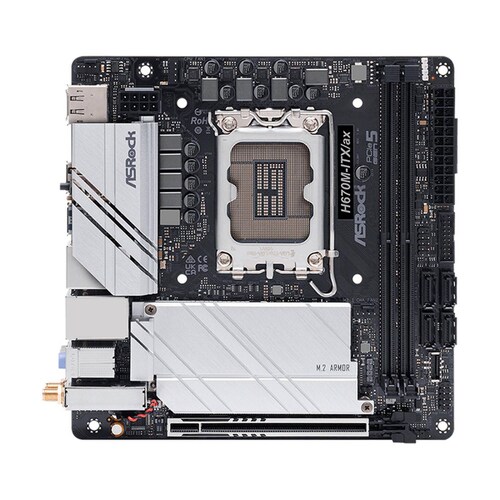 Tarjeta Madre ASROCK H670M-ITX/AX 1700 2x DDR4 PCIe 5.0 WiFi 6E Mini ITX 