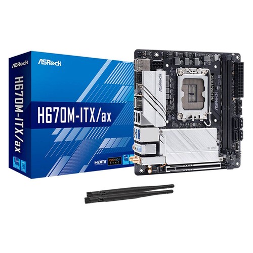 Tarjeta Madre ASROCK H670M-ITX/AX 1700 2x DDR4 PCIe 5.0 WiFi 6E Mini ITX 