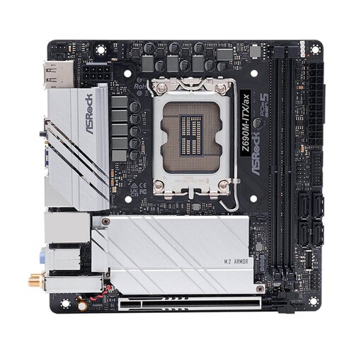 Tarjeta Madre ASROCK Z690M-ITX/AX LGA 1700 2x DDR4 2x M.2 PCIe 5.0 USB-C WIFI 6E BT 5.3 Mini ITX 