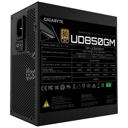 Fuente de Poder PC 850W Gamer GIGABYTE 80 Plus Gold Modular GP-UD850GM 