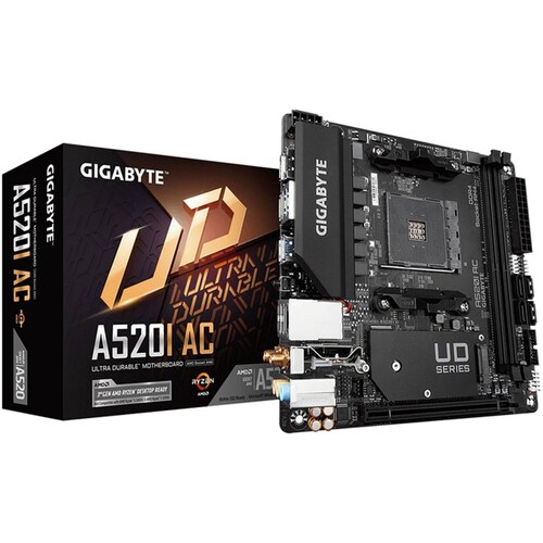 Tarjeta Madre GIGABYTE A520I AC AM4 DDR4 Mini-ITX Wi-Fi AC PCIe 3.0 