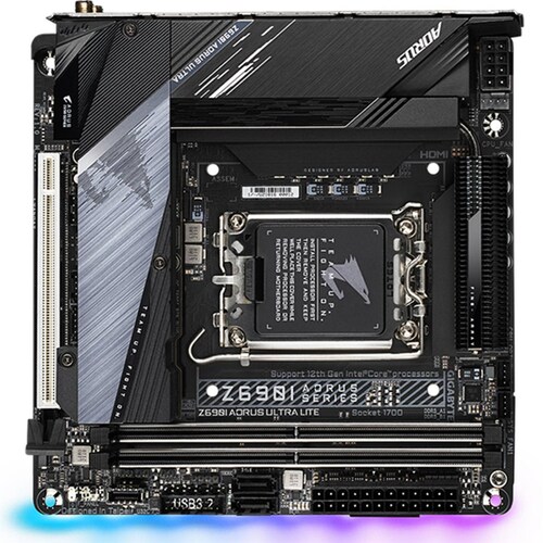 Tarjeta Madre AORUS Z690I AORUS ULTRA LITE Intel 1700 DDR5 Mini ITX WiFi 6 PCIe 3.0 