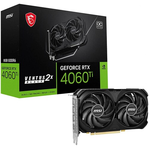 Tarjeta de Video MSI GeForce RTX 4060 Ti VENTUS 2X BLACK 8G OC GDDR6 