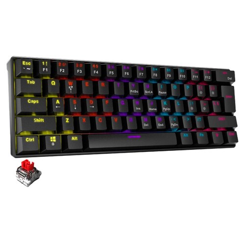Teclado Gamer Mecanico XPG SUMMONER MINI Switch Red RGB USB Negro SUMMONERMINI61RD-BKCES 