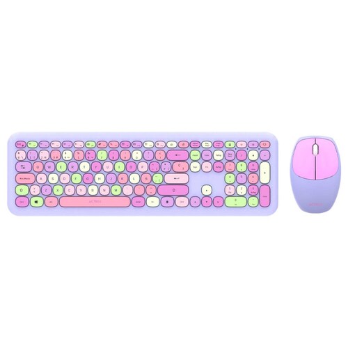 Kit Teclado y Mouse ACTECK CREATOR CHIC COLORS MK475 Inalambrico USB 2.4Ghz Delgado Morado AC-935173 