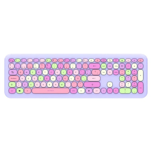 Kit Teclado y Mouse ACTECK CREATOR CHIC COLORS MK475 Inalambrico USB 2.4Ghz Delgado Morado AC-935173 