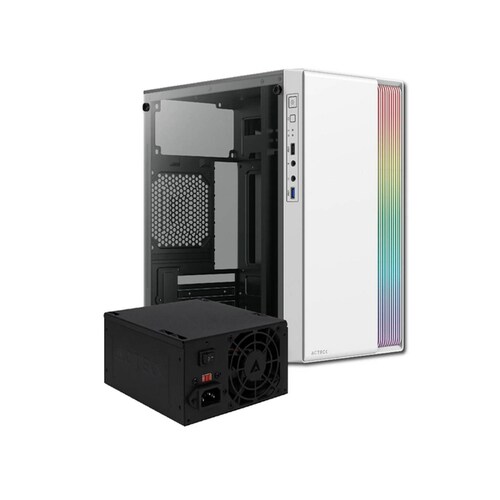 Gabinete ACTECK FUSION II GI440 Micro ATX Mini Torre Fuente 500W Acrilico Blanco AC-935760 