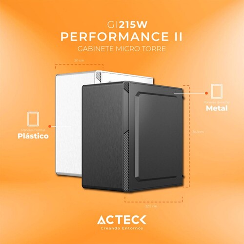 Gabinete ACTECK PERFORMANCE II GI215W Micro ATX Mini Torre Fuente 500W Acrilico Blanco AC-935852 