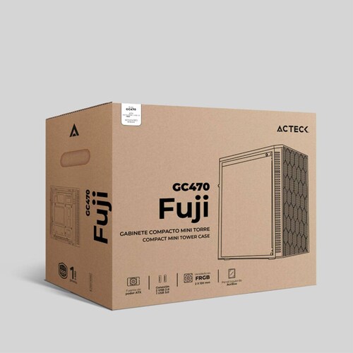 Gabinete ACTECK FUJI GC470 Micro ATX Mini Torre Fuente 500W 2 Fan Acrilico Negro AC-935838 