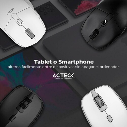 Mouse ACTECK OPTIMIZE ERGO MI680 1600dpi 6 botones Inalambrico USB 2.4 Ghz Blanco AC-934084 