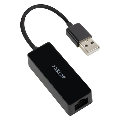 Adaptador Convertidor ACTECK SHIFT PLUS AE420 USB a Ethernet RJ45 Negro AC-934732 