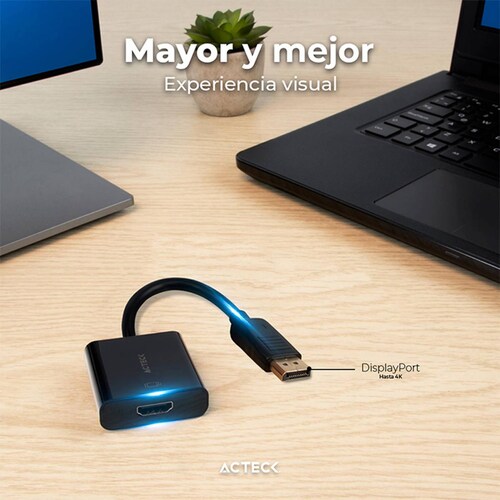Adaptador Convertidor ACTECK SHIFT PLUS AH435 DisplayPort a HDMI Negro AC-934763 