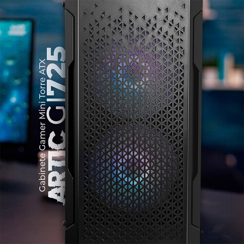 Gabinete Gamer BALAM RUSH ARTIC GI725 M-ATX Mini Torre 3 Fan Cristal Templado Negro BR-936118 