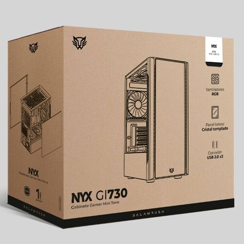 Gabinete Gamer BALAM RUSH NYX GI730 ATX Media Torre 3 Fan Cristal Templado Negro BR-936095 