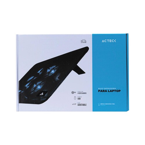 Base Enfriadora ACTECK ICTUS BE450 para laptop 17" Led 4 Fan Negro AC-916561 
