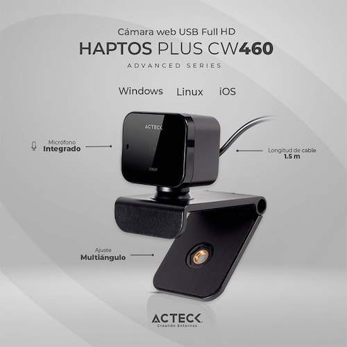 Camara Web ACTECK HAPTOS CW460 Full HD 1080p 30fps Microfono Negro AC-935203 