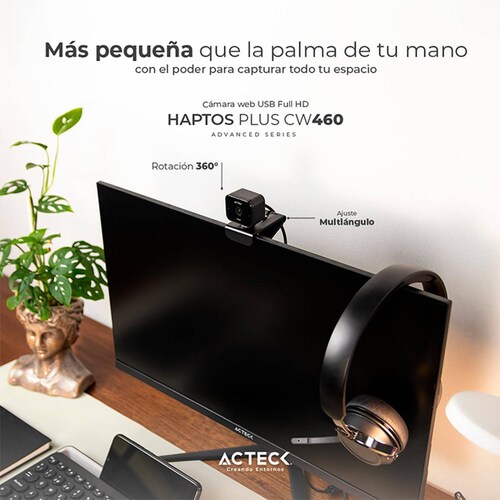 Camara Web ACTECK HAPTOS CW460 Full HD 1080p 30fps Microfono Negro AC-935203 