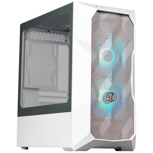 Gabinete Gamer COOLER MASTER MasterBox TD300 Mesh Micro ATX 2 Fan Cristal Templado ARGB Blanco 