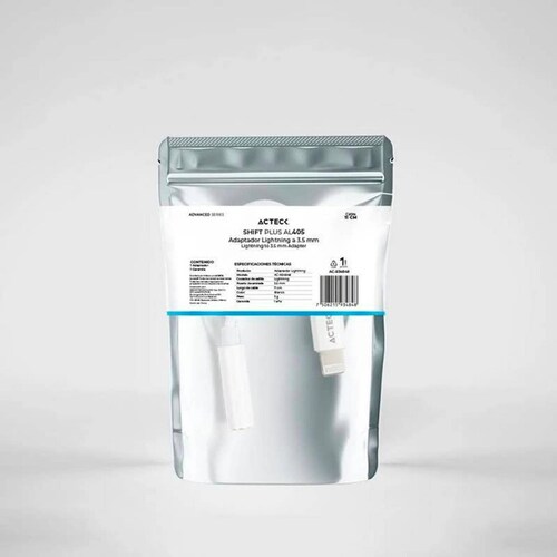 Adaptador Convertidor ACTECK SHIFT PLUS AL405 Lightning a Jack 3.5mm Blanco AC-934848 