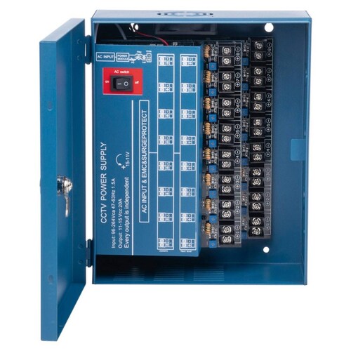 Fuente de Poder EPCOM para Camaras 4K 16 Canales 20 Amper XP-16DC-20-4KV 