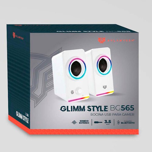 Bocina Gamer BALAM RUSH GLIMM STYLE BG565 LED Bluetooth 3.5mm Blanco BR-937009 