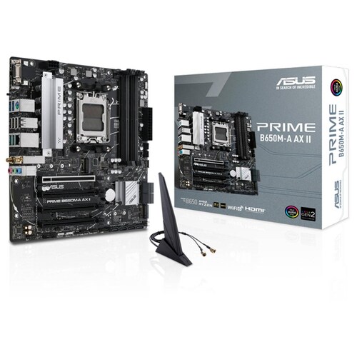 Tarjeta Madre ASUS PRIME B650M-A AX II AM5 4x DDR5 2x M.2 PCIe 5.0 USB-C Micro ATX 