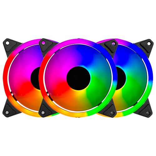 Kit 3 Ventiladores Gamer BALAM RUSH EOLOX BLAZE EX30K 120mm ARGB 1200RPM Negro BR-938006 