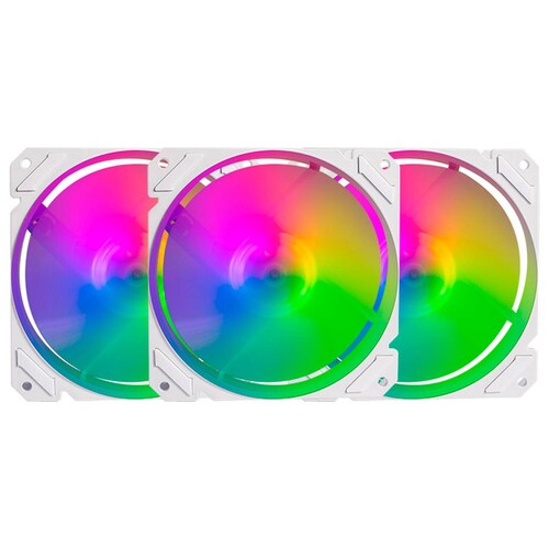 Kit 3 Ventiladores Gamer BALAM RUSH EOLOX BLAZE EX70KW 120mm RGB 1200RPM Blanco BR-937979 