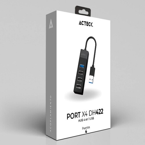 HUB ACTECK PORT X4 DH422 4 en 1 USB Negro AC-937061 