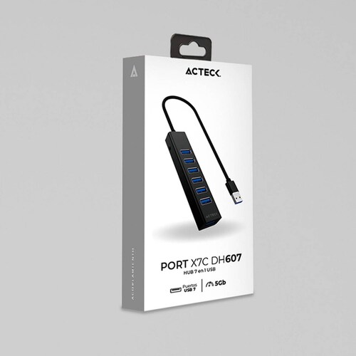 HUB ACTECK PORT X7C DH607 7 en 1 USB-C USB Negro AC-937030 