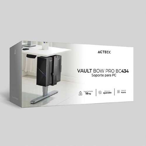 Soporte CPU montable ACTECK VAULT BOW PRO BC434 Rotacion Ajustable Soporta 10Kg Negro AC-936613 
