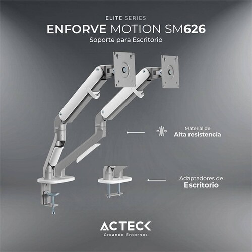 Brazo articulado doble para Monitores ACTECK ENFORCE MOTION SM626 hasta 32" Ajustable AC-936552 