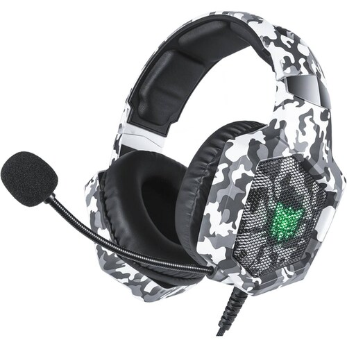 Audifonos Gamer ONIKUMA K8 Ajustable Microfono 3.5mm LED PC PS4 Xbox One Switch Camuflaje Gris 